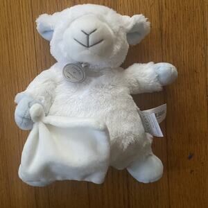 Doudou et Compagnie 9" White Blue Sheep Lamb Plush Lovey Baby Stuffed Animal